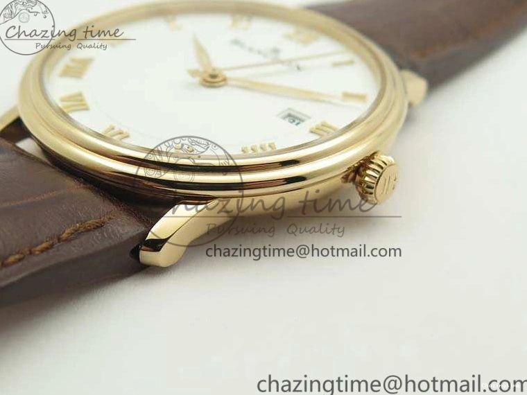 0824 Villeret 6651 RG ZF 1:1 Best Edition White Dial On Brown Leather Strap A ComfortFit 8097